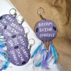 Hand-painted Keychain / purple & blue