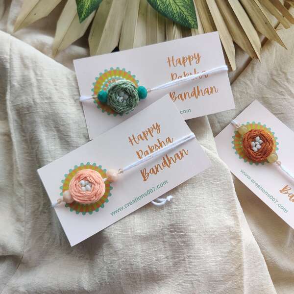 Handmade rakhi | Knotted Rose Rakhi