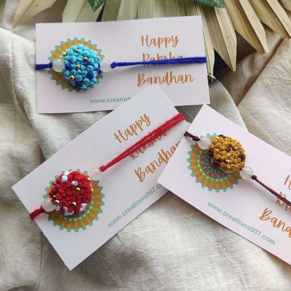 Handmade Rakhi | French Knot Embroidery Rakhi
