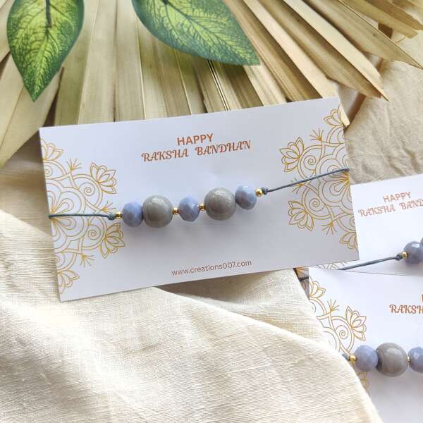 Handmade rakhi | Grey Crystal Rakhi