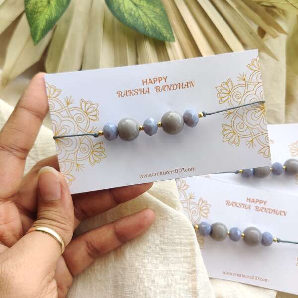 Handmade rakhi | Grey Crystal Rakhi