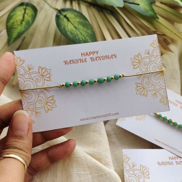 Handmade Rakhi | Green Beaded Rakhi