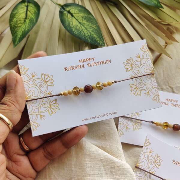 Handmade Rakhi | Brown Crystal Rakhi